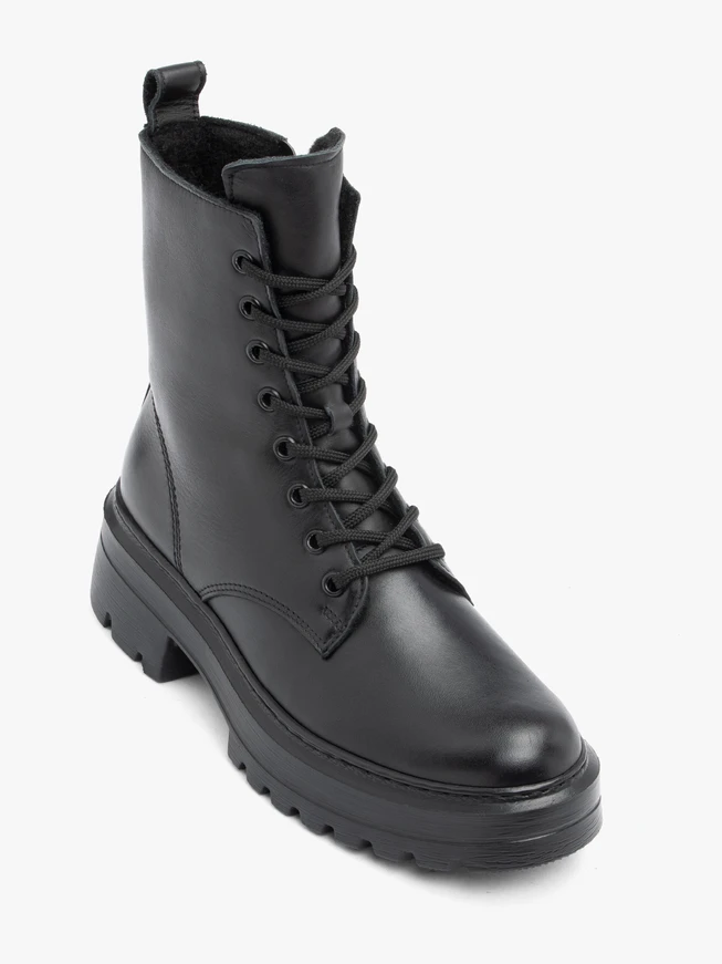 Black full-grain leather hiking boots