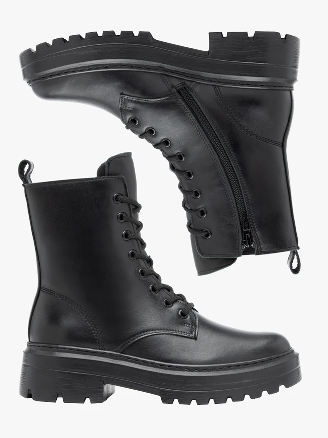 Black full-grain leather hiking boots