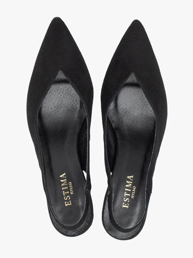 Czarne czółenka slingback na szpilce