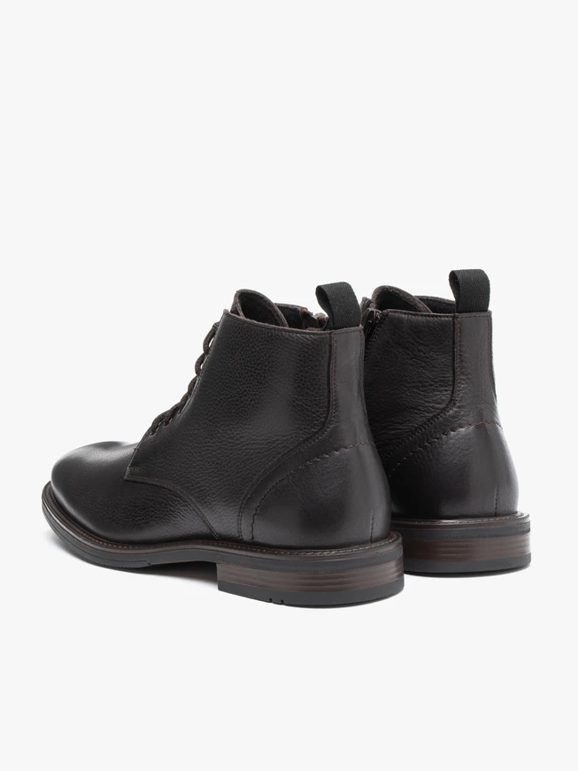 Dark brown full grain leather boots
