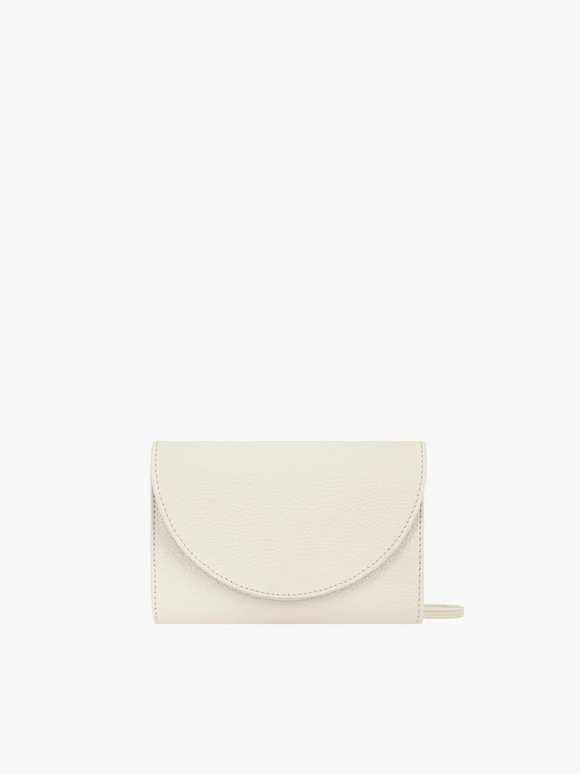 Cream leather clutch bag with chain