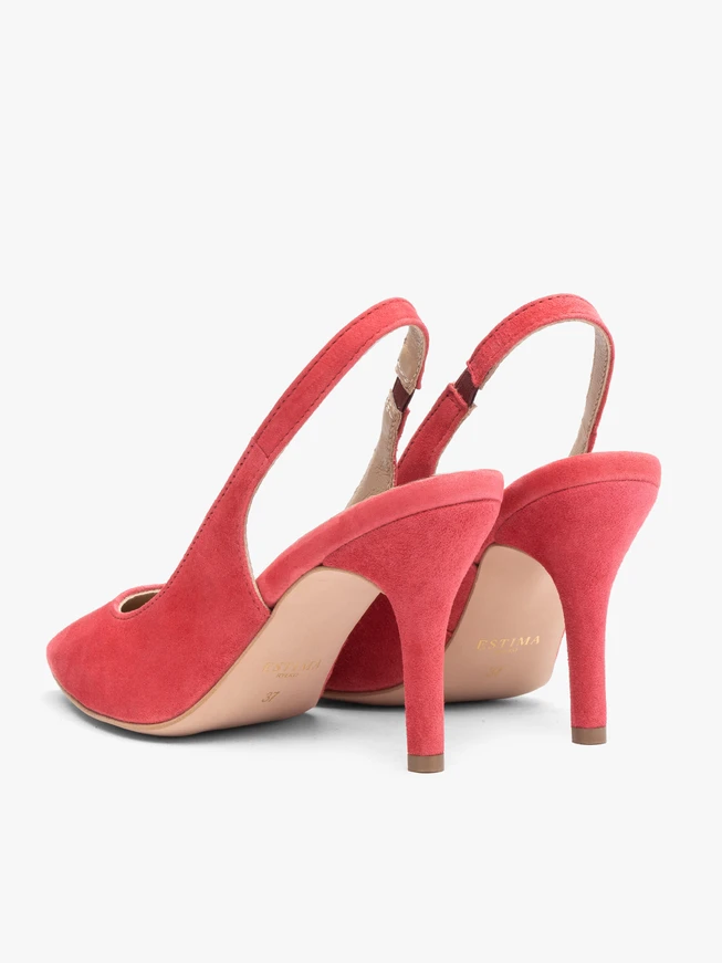 Rote Slingback-Pumps ohne Absatz