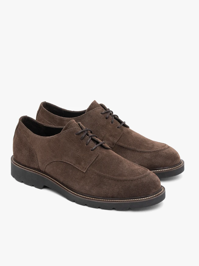 Dark brown velour leather half shoes