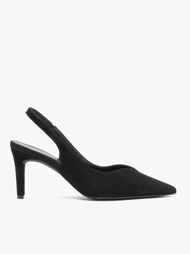 Czarne czółenka slingback na szpilce