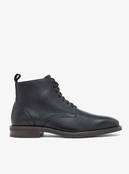 Black grain leather boots