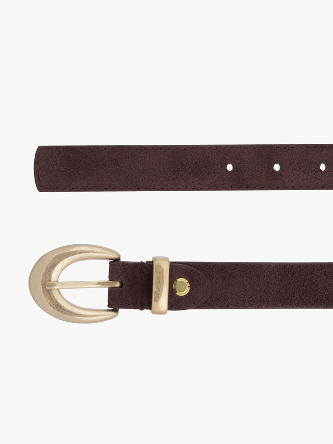 Burgundy suede leather belt