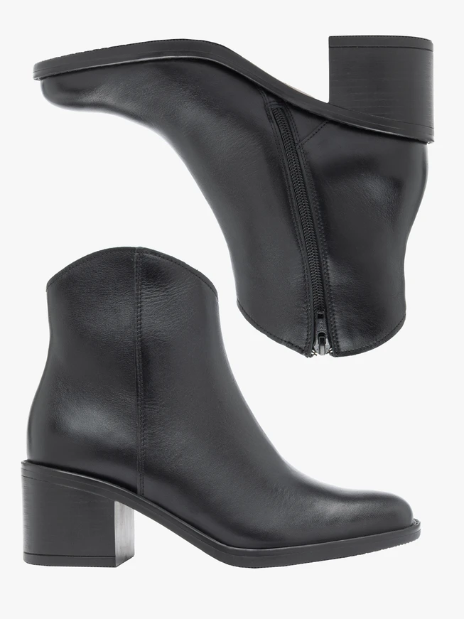 Black leather cowboy boots