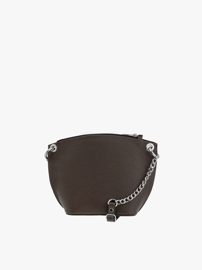 Dark brown crocodile-print handbag