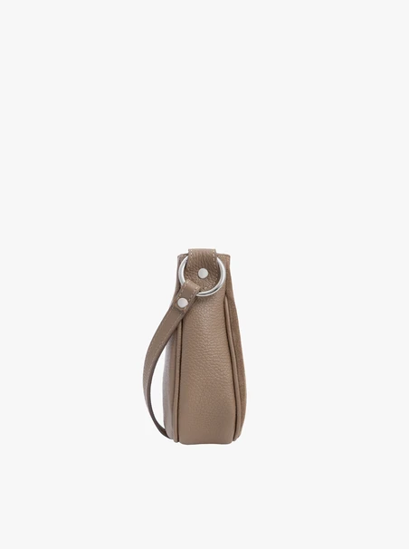 Dark beige leather and velour handbag