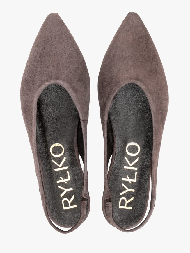 Ciemnobrązowe czółenka slingback w szpic