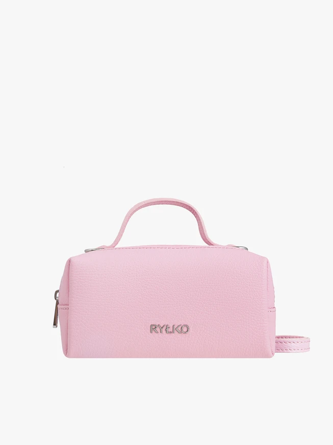 Hellrosa kleine Lederhandtasche