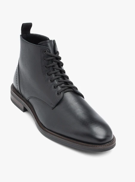 Black grain leather boots