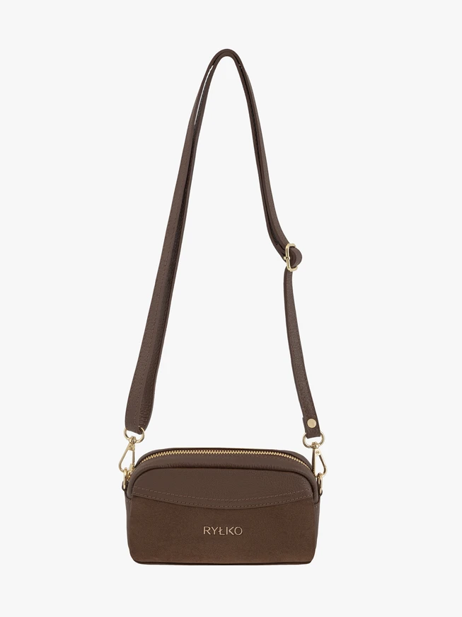 Handtasche aus hellbraunem Leder und Velours
