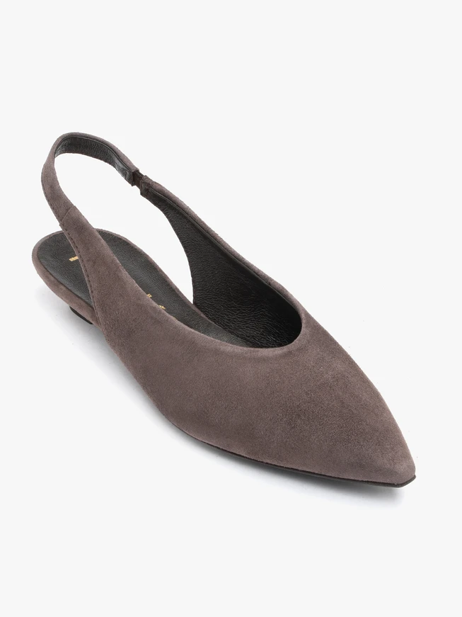 Ciemnobrązowe czółenka slingback w szpic