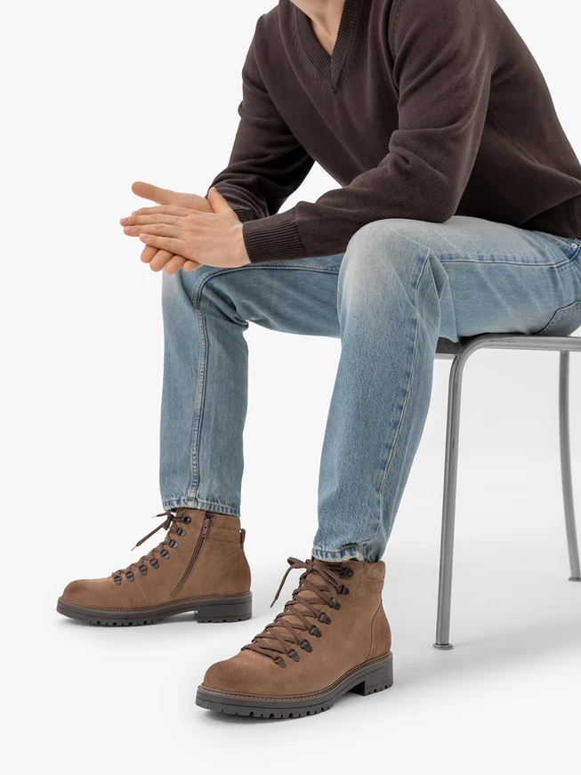 Brown trekking-style boots