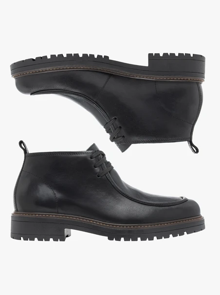 Black grain leather boots