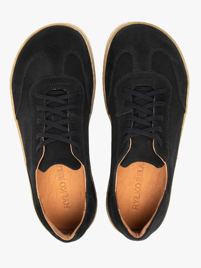 Schwarze Barfuß-Halbschuhe aus Veloursleder