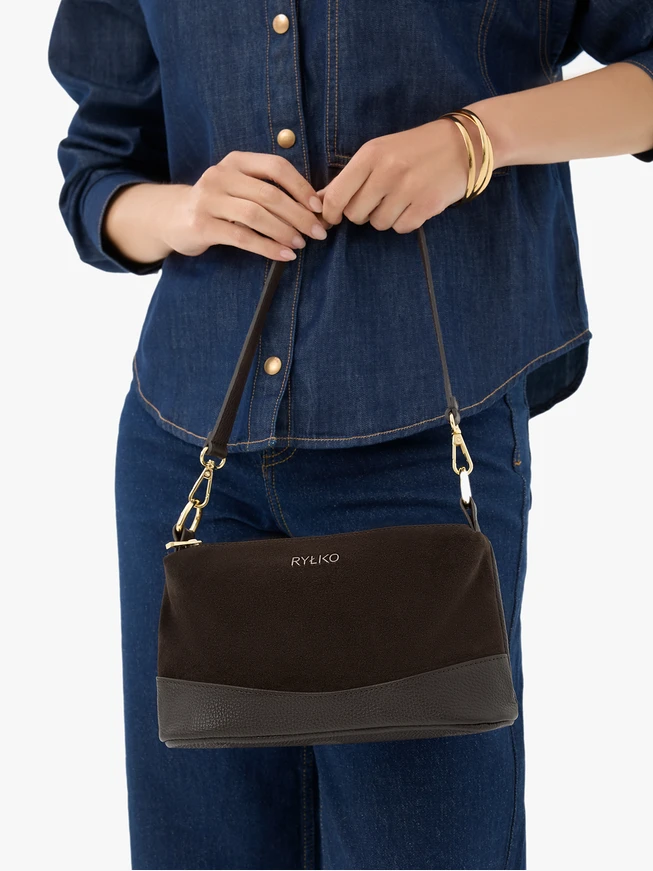 Ryłko Brown Leather &amp; Suede Shoulder Bag