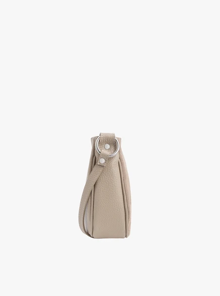 Beige leather and velour handbag
