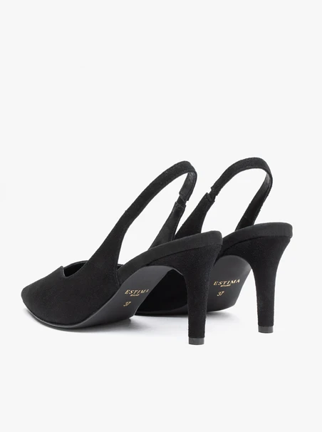 Czarne czółenka slingback na szpilce