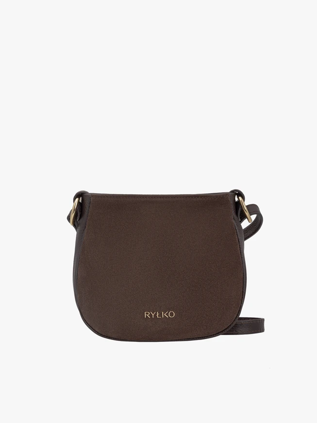 Brown leather and velour handbag