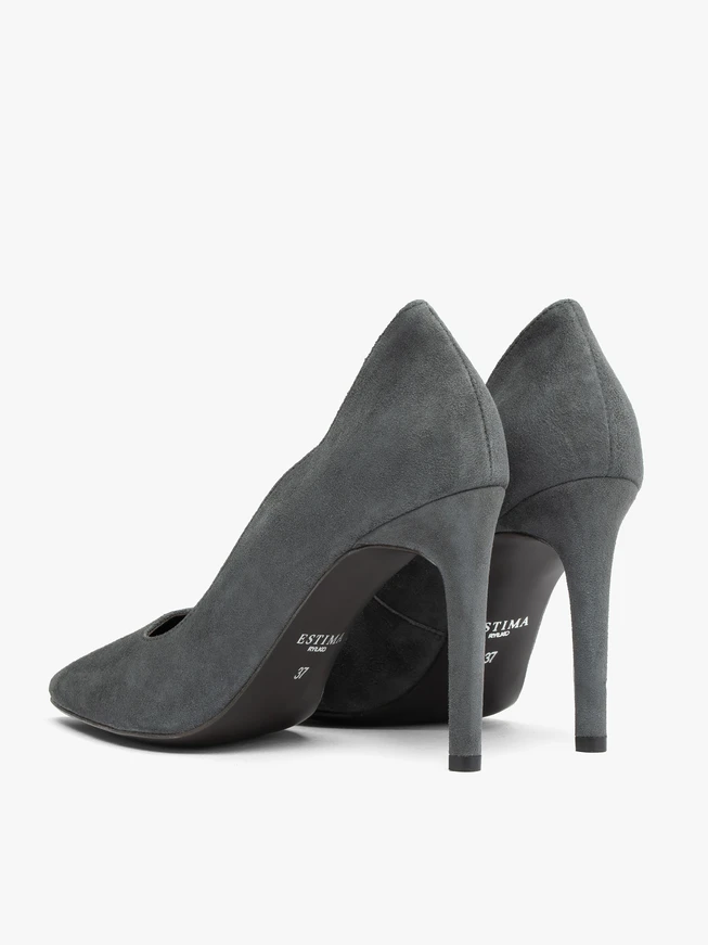 Graphite velour leather pumps with stiletto heel
