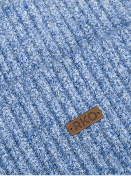 Blue hat with wool accents