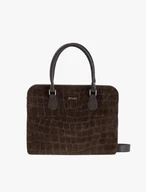 Brown laptop bag with a crocodile-skin pattern