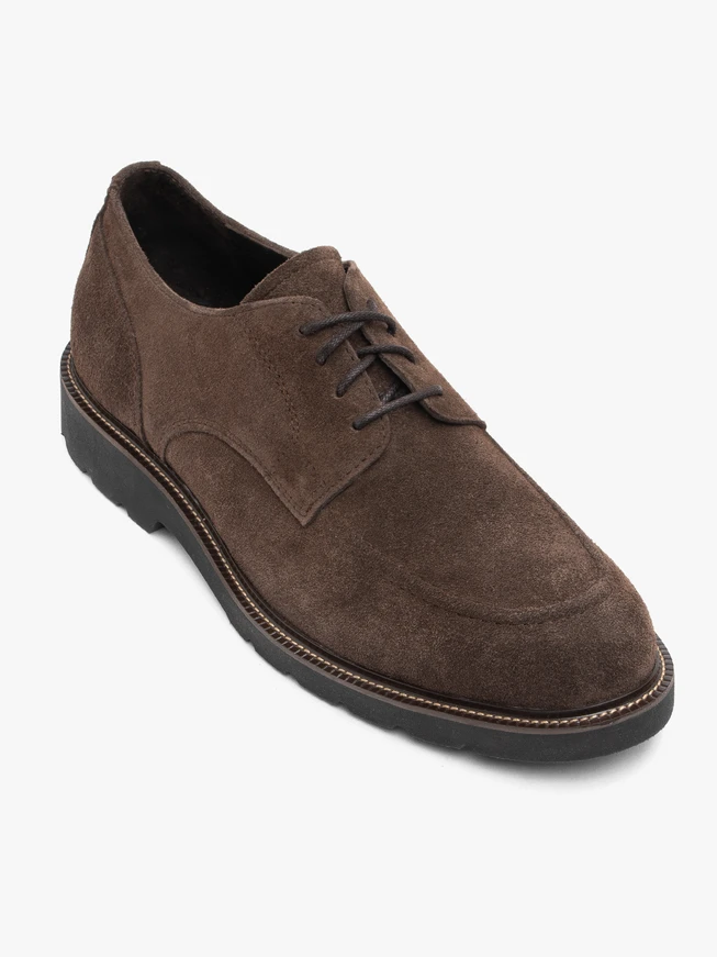 Dark brown velour leather half shoes