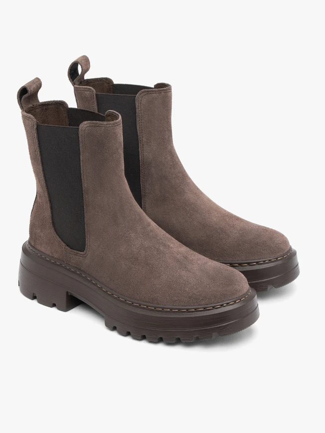 Brown suede ankle boots