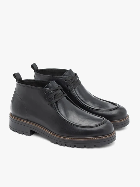 Black grain leather boots