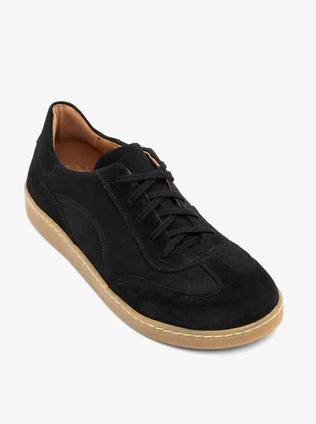Schwarze Barfuß-Halbschuhe aus Veloursleder