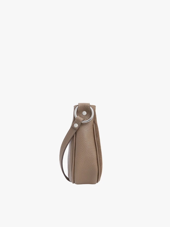Dark beige leather and velour handbag