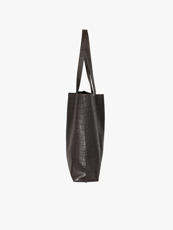 Braune Ledertasche im Krokodilleder-Look