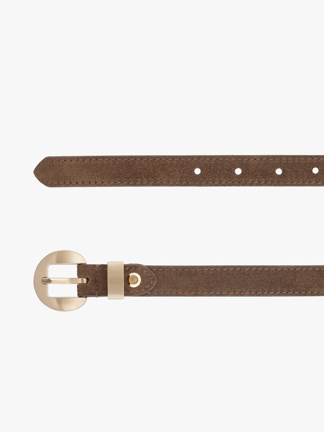 Dark beige suede leather belt