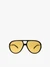 Czarne okulary unisex aviator z żółtymi szkłami