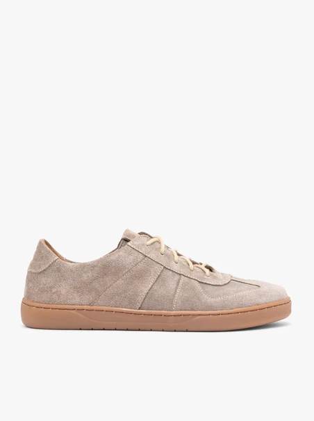 Barfuß Halbschuhe aus grauem Veloursleder