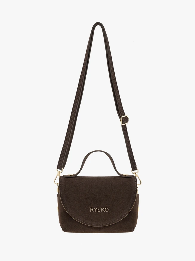 Brown small velour handbag
