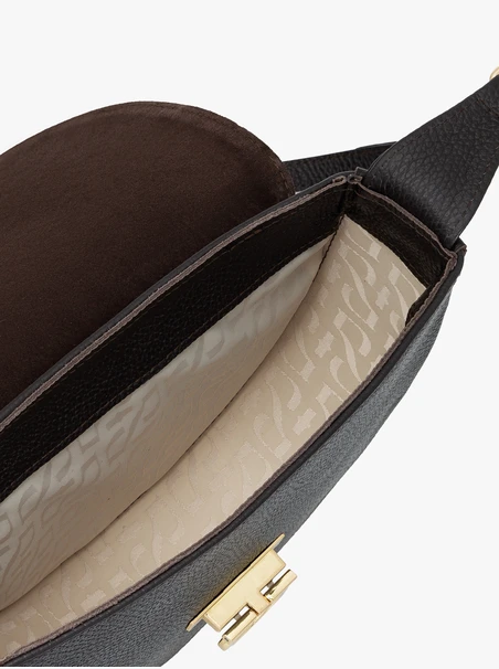 Dark brown crescent-shaped purse