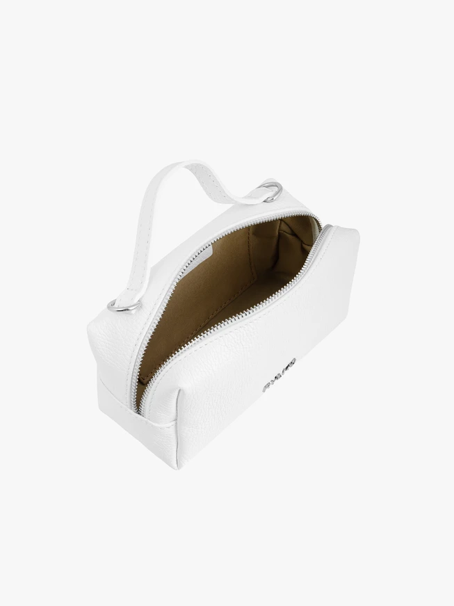 Weiße kleine Lederhandtasche