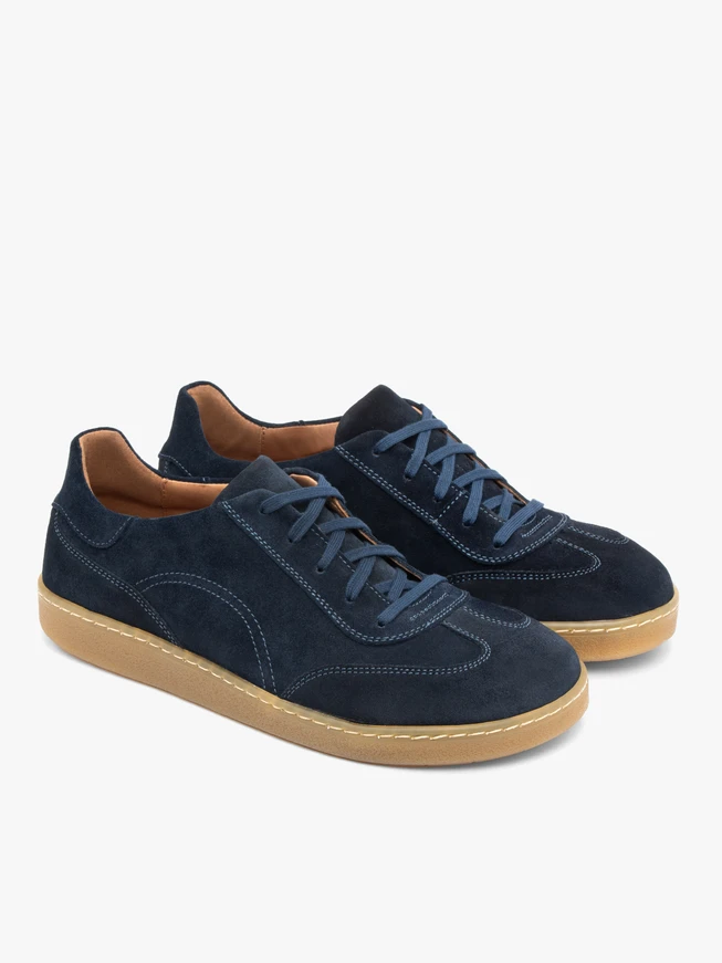 Marineblaue Barfußschuhe aus Veloursleder
