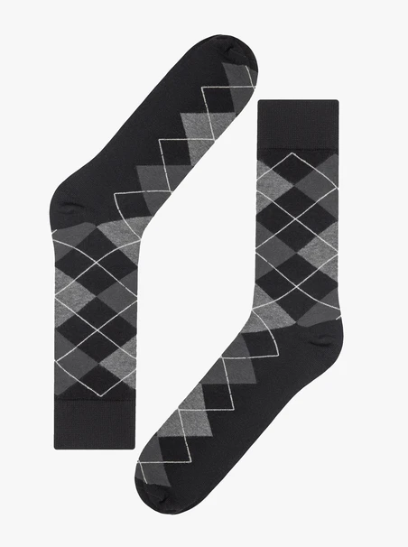Cotton socks with a diamond pattern