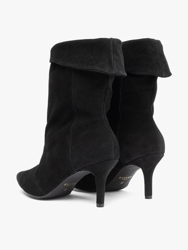 Schwarze Bowler-Stiefel mit hohem Stiletto