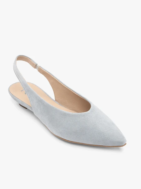 Light blue pointed slingback pumps