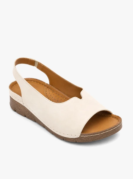 Cream-colored full-grain leather sandals
