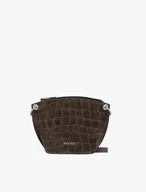 Dark brown crocodile-print handbag