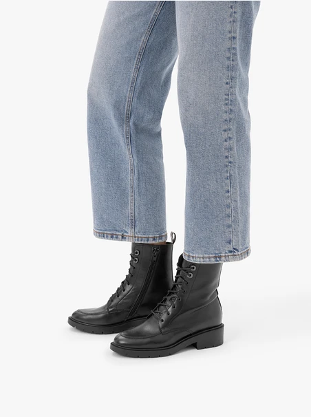 Black lace-up boots