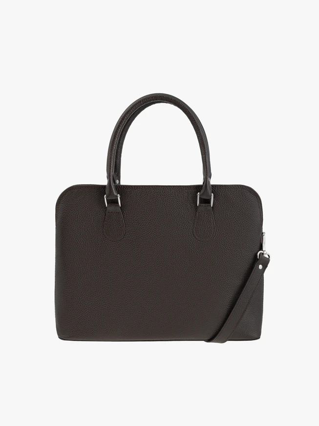 Brown laptop bag with a crocodile-skin pattern