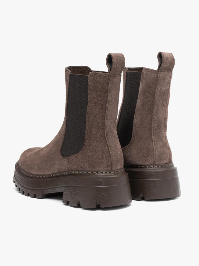 Brown suede ankle boots