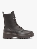 Dark brown full-grain leather hiking boots